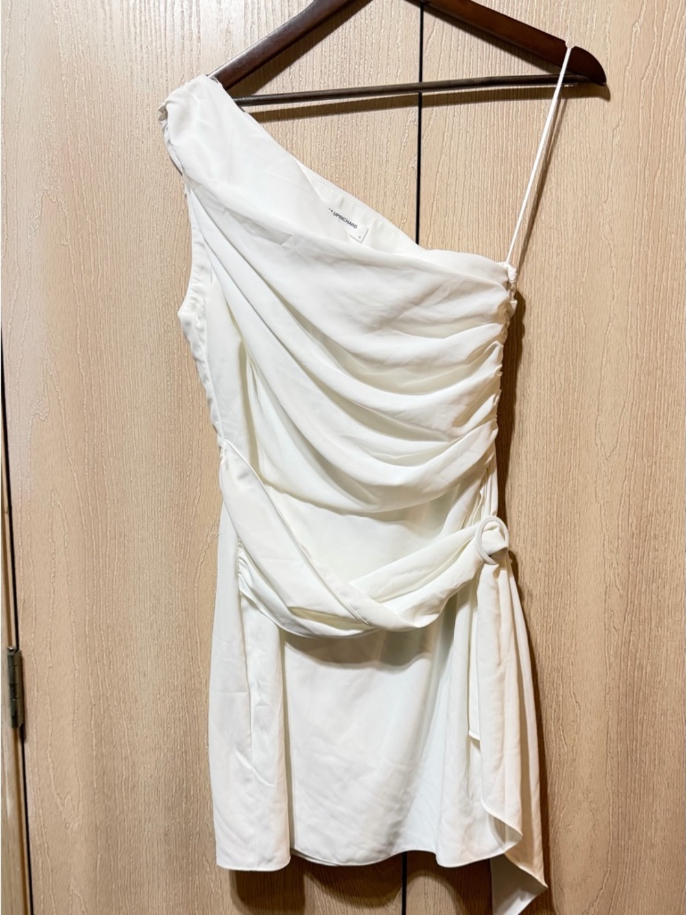 Amanda Uprichard White One-Shoulder Draped Mini Dress